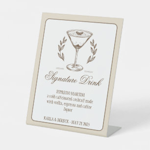 Espresso Martini Signature Drink Menu Trouwen Reclamebord Met Voetstuk