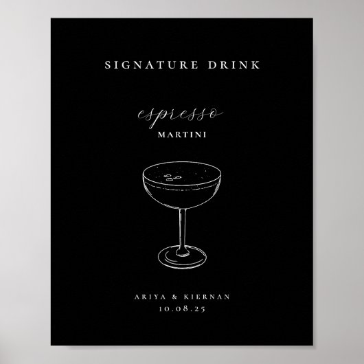 Espresso Martini Signature Drink Wedding Bar Poster (Voorkant)