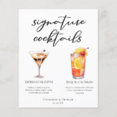 Espresso Martini Tequila Sunrise Cocktails Menu (Voorkant)