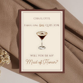 Espresso Martini Thema Maid of Honor Voorstel Kaart
