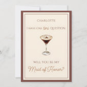 Espresso Martini Thema Maid of Honor Voorstel Kaart (Voorkant)