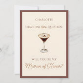 Espresso Martini Thema Matron of Honor Voorstel Kaart (Voorkant)
