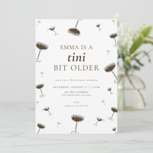 Espresso Martini Tini Beetje Ouder Verjaardag Uitn Kaart (Staand voorkant)