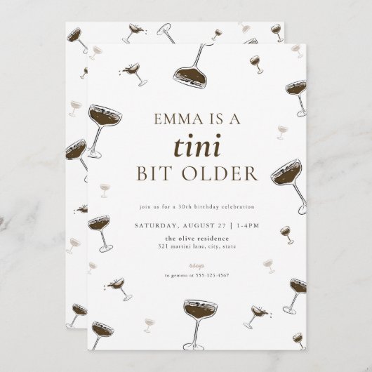 Espresso Martini Tini Beetje Ouder Verjaardag Uitn Kaart (Voorkant / Achterkant)