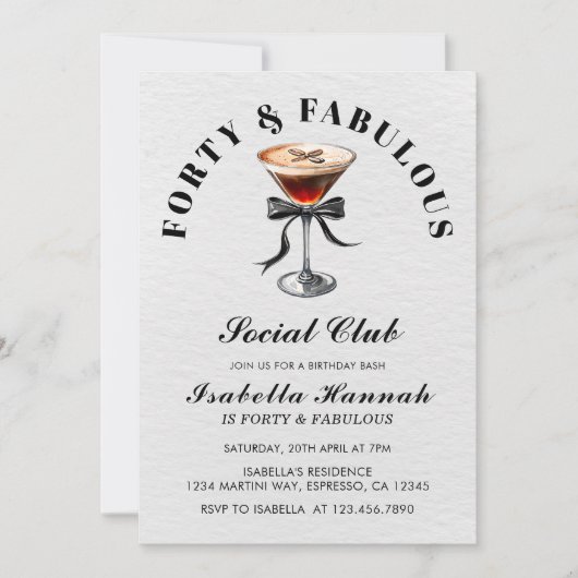 Espresso Martini Tini Bit Older 40ste verjaardagsf Kaart (Voorkant)