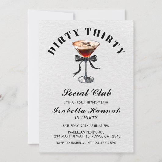 Espresso Martini Tini Bit Older Birthday Party Kaart (Voorkant)