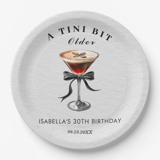 Espresso Martini Tini Bit Older Birthday Party Papieren Bordje (Voorkant)