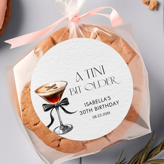 Espresso Martini Tini Bit Older Birthday Party Ronde Sticker