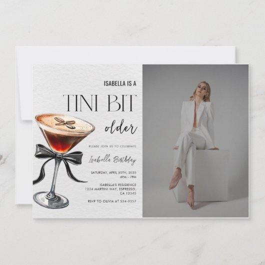 Espresso Martini Tini Bit Older Birthday Photo Kaart (Voorkant)
