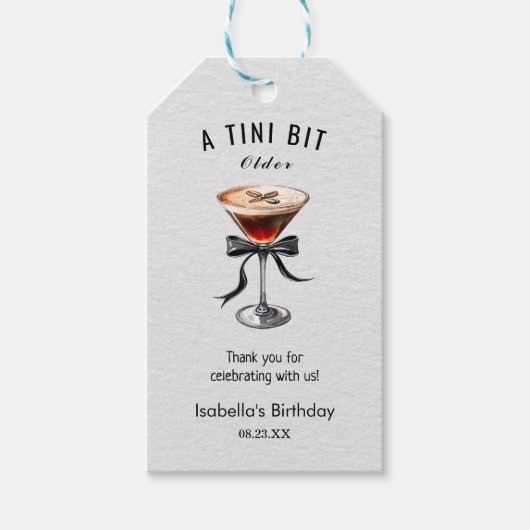 Espresso Martini Tini Bit Older Birthday Thanks Cadeaulabel (Voorkant)