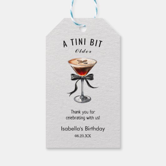 Espresso Martini Tini Bit Older Birthday Thanks Cadeaulabel (Achterkant)
