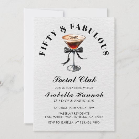 Espresso Martini Tini Bit Ouder 50ste verjaardagsf Kaart (Voorkant)