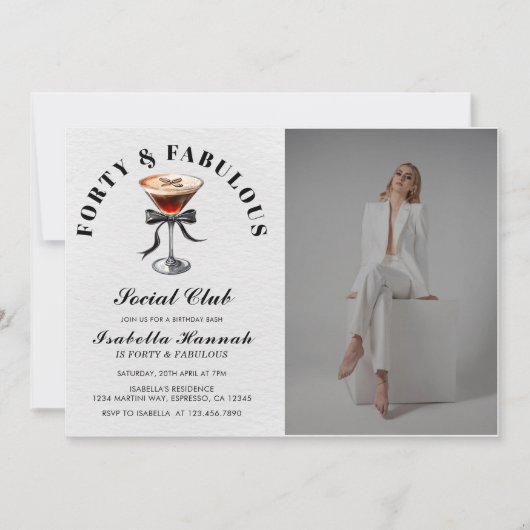 Espresso Martini Tini Bit Oudere 40e Verjaardag Fo Kaart (Voorkant)