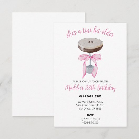 Espresso Martini Uitnodiging voor verjaardag (Voorkant / Achterkant)