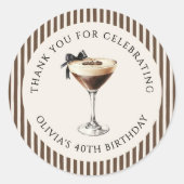 Espresso Martini Verjaardagsfeest Dank Je Ronde Sticker (Voorkant)