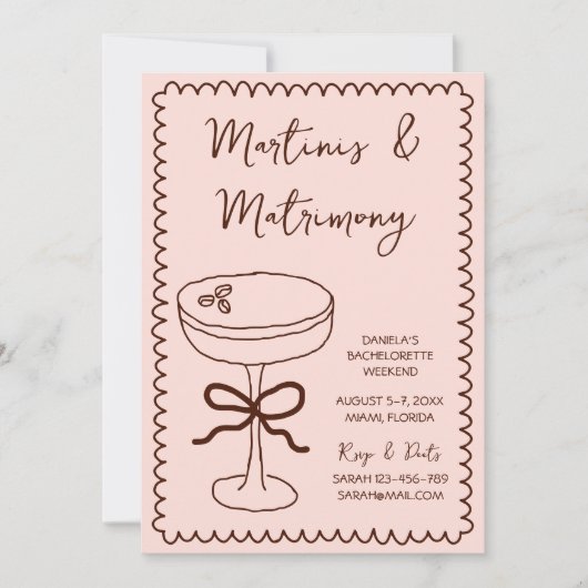 Espresso Martinis & Huwelijk Hand getekend grillig Kaart (Voorkant)