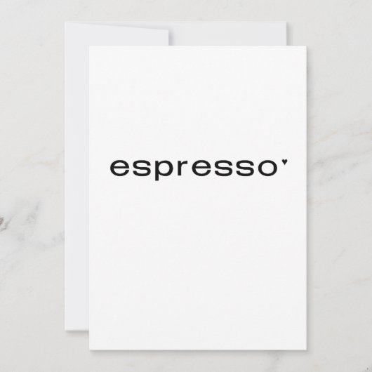 Espresso - minimalistic typography card kaart (Voorkant)