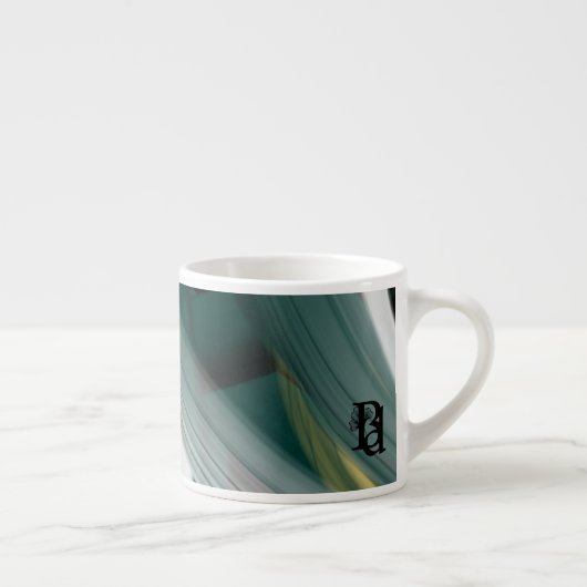 Espresso Mok Abstracte Kunst Zwart Wit Groen (Rechts)