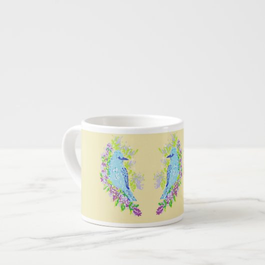 Espresso mok/bloe vogel kop (Links)