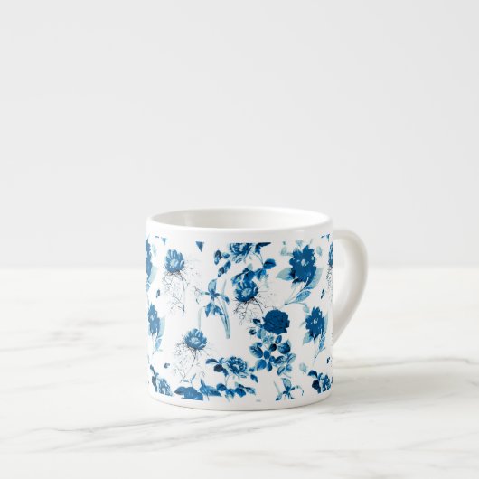 Espresso Mok-Blue Floral Espresso Kop (Voorkant rechts)
