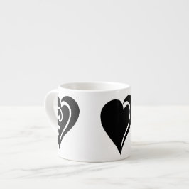 Espresso Mok - Drie hartvormen - Zwart