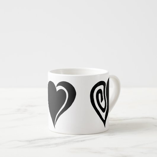 Espresso Mok - Drie hartvormen - Zwart (Voorkant rechts)