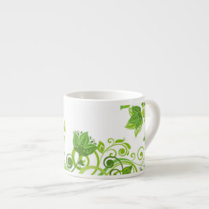 Espresso Mok-Groene Bloemen Kop