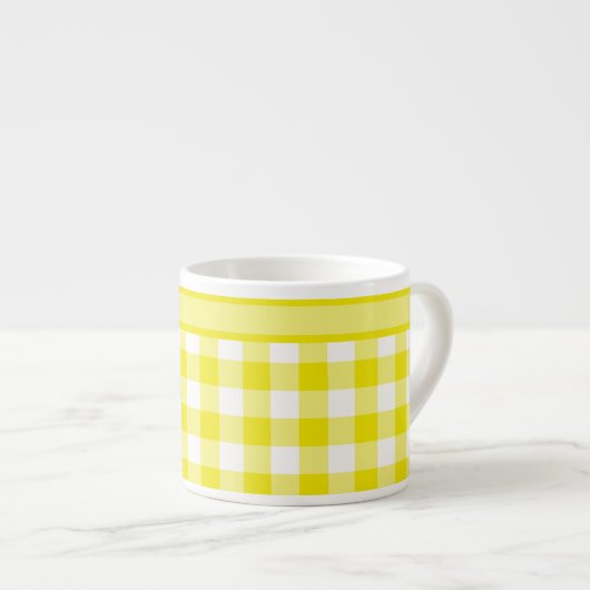 Espresso Mok, Lemon Yellow Check Gingham Espresso Kop (Voorkant rechts)
