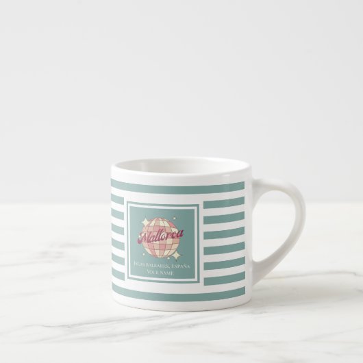 Espresso mok met blauwgroen strepen (Rechts)