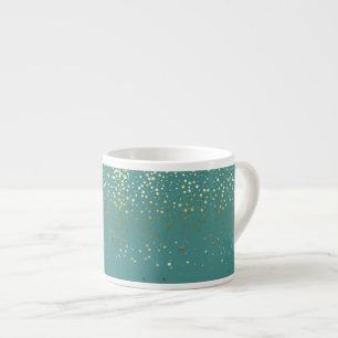 Espresso Mok-Petite Golden Stars-Blauwgroen Kop