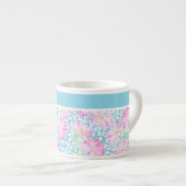  Espresso Mok, roze rozen, witte vlinders Espresso Kop (Voorkant rechts)