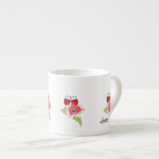 Espresso mokkop : wijnglazen met wilde bloemen kop