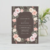 Espresso Moody Rose Bruiloft Kaart (Staand voorkant)