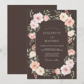 Espresso Moody Rose Bruiloft Kaart (Voorkant / Achterkant)