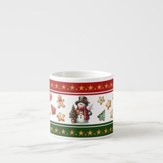 Espresso Mug with Snowman and Christmas Cookies Espresso Kop (Voorkant)