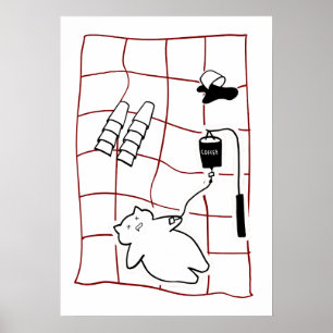 Espresso Noodgeval — Kat met Koffiedrup Humor Poster