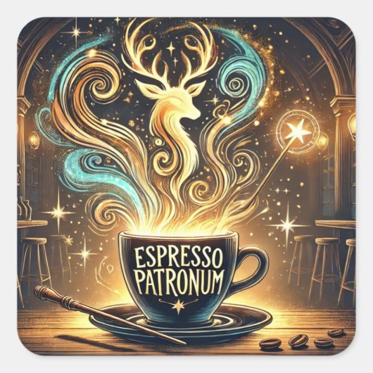 Espresso Patronum Vierkante Sticker (Voorkant)
