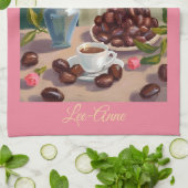 Espresso Pot Waterverf – Gezellig Koffie Decor Theedoek (Gevouwen)