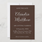 Espresso & Silver Script Photo Wedding Save The Date (Voorkant)