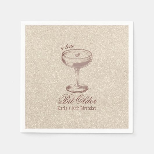 Espresso tini beetje ouder Elegant gouden verjaard Servet (Voorkant)