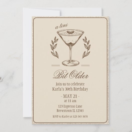 Espresso Tini beetje ouder Elegante 30e verjaardag Kaart (Voorkant)