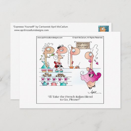 ESPRESSO UZELF! Cartoon Briefkaart (Voorkant / Achterkant)