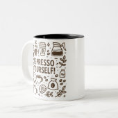 Espresso uzelf! tweekleurige koffiemok (Voorkant links)