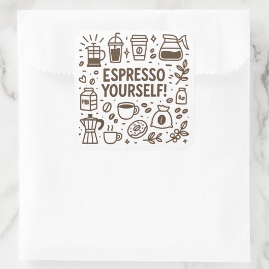 Espresso uzelf! vierkante sticker (Tas)
