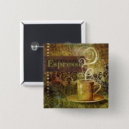 Espresso Vierkante Button 5,1 Cm (Voorkant /achterkant)