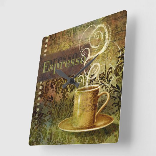 Espresso Vierkante Klok (Hoek)