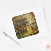 Espresso Vierkante Sticker (Envelop)