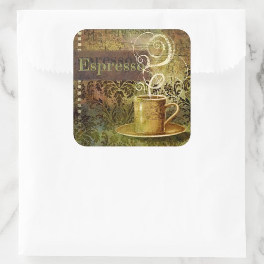 Espresso Vierkante Sticker (Tas)