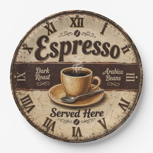 Espresso Vintage Coffee Bar Papieren Bordje (Voorkant)