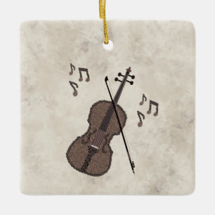 Espresso Violino-Violine gemaakt van koffiebonen- Keramisch Ornament